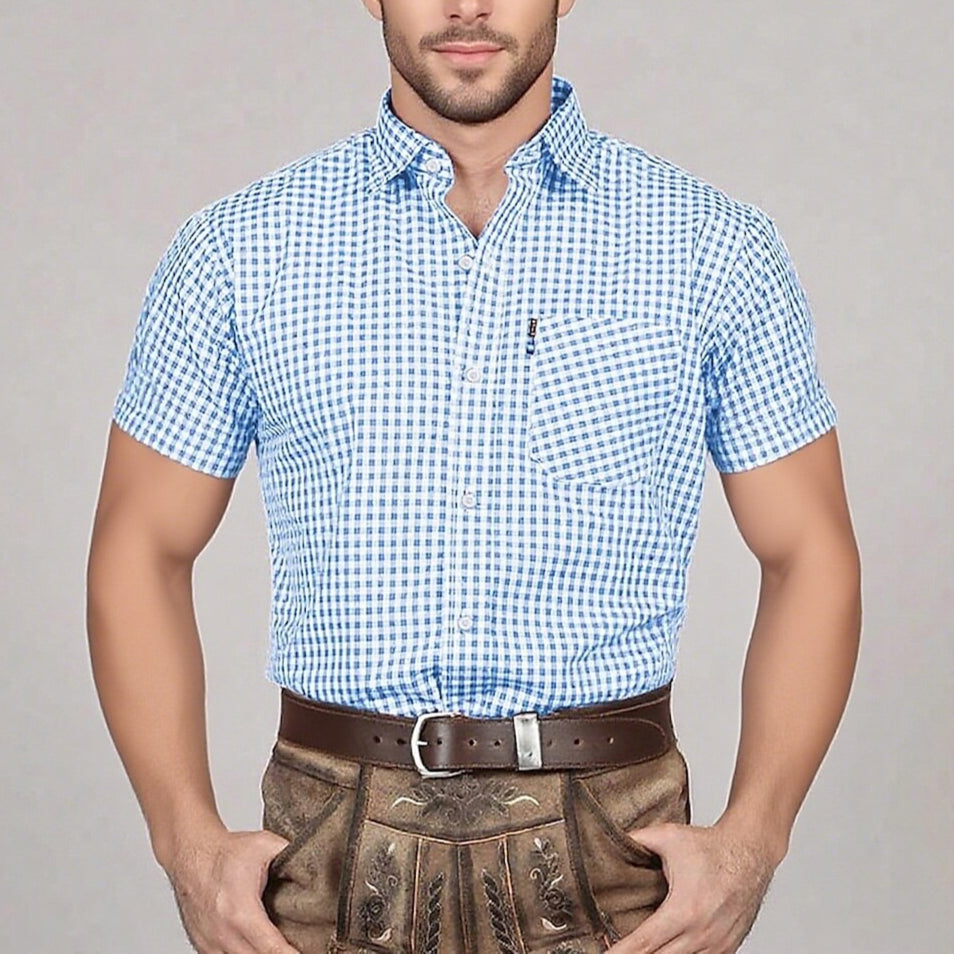 Men's Oktoberfest Gingham Short Sleeve Shirt