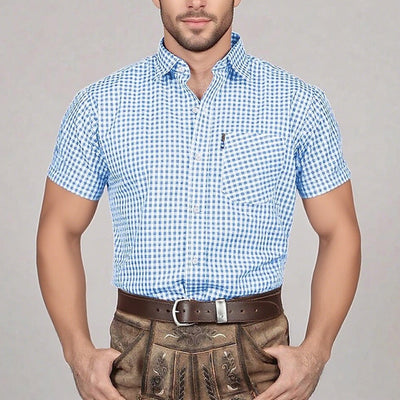 Men's Oktoberfest Gingham Short Sleeve Shirt