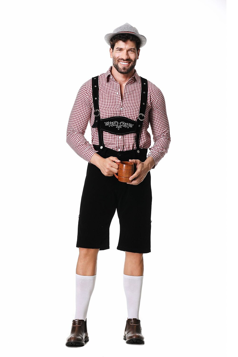 Oktoberfest Men’s Costume Set with Shirt, Suspenders and Hat
