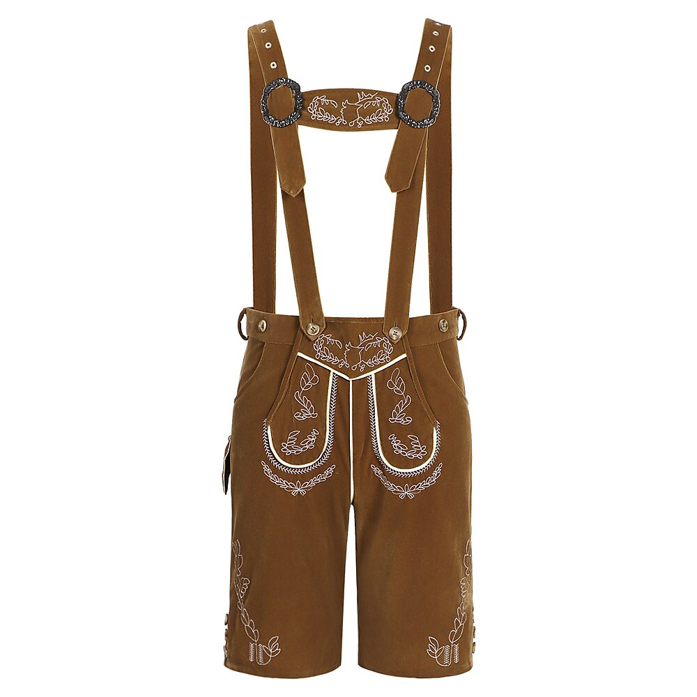 Oktoberfest Bavarian Embroidered Brown Lederhosen
