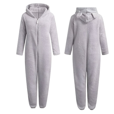 HugCloud Onesie – Weicher Fleece-Kapuzen-Einteiler