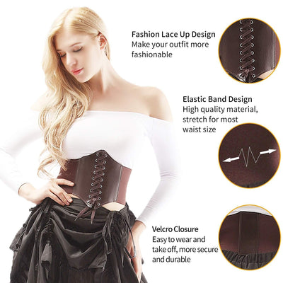 Retro Corset Underbust Lace-up Bustier