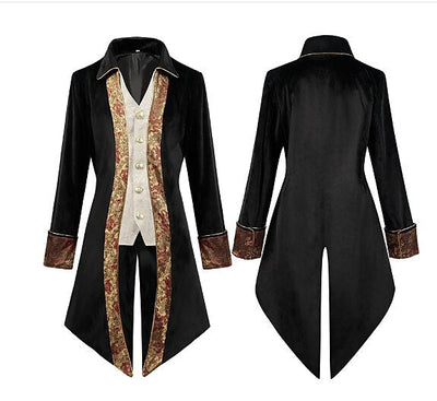 Men's Punk & Gothic Embroidered Tailcoat