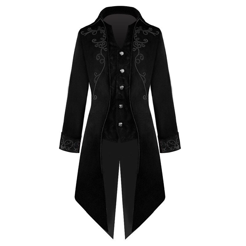 Men's Retro Vintage Steampunk Embroidered Tailcoat
