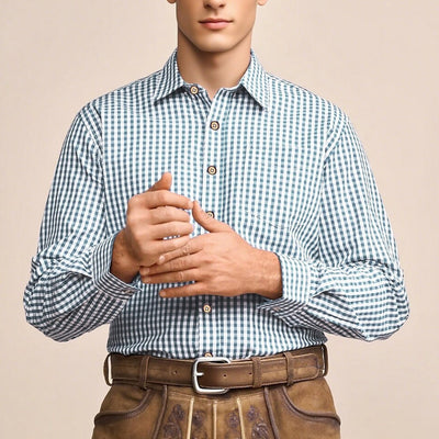 Men's Oktoberfest Gingham Long Sleeve Shirt