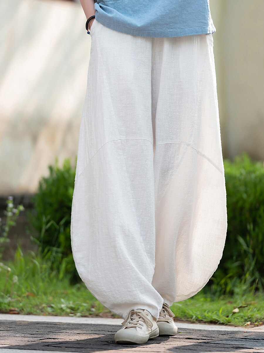 Vintage Balloon Wide-Leg Linen Pants