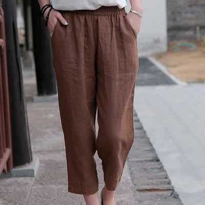 Classic Loose Fit Cotton Linen Blend Pants