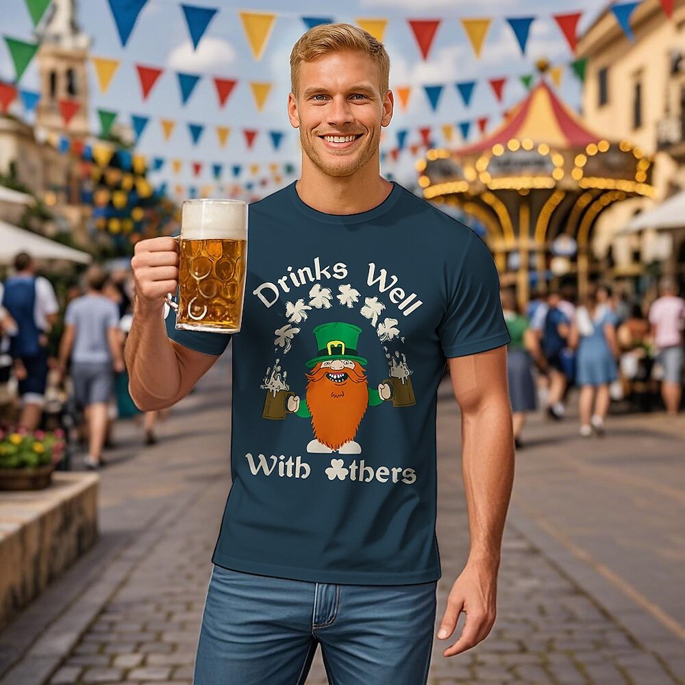 Men's Oktoberfest Drinks Well Graphic T-shirt