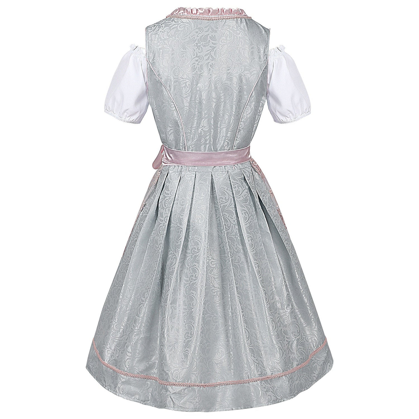 Oktoberfest Costume Pink Dirndl Dress with Lace Apron and Blouse