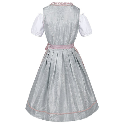 Oktoberfest Costume Pink Dirndl Dress with Lace Apron and Blouse
