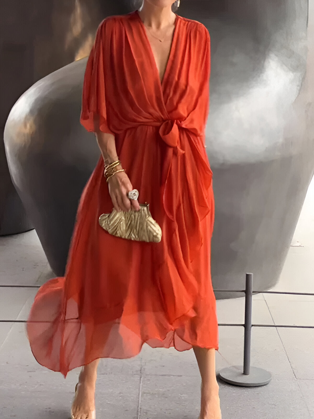 Claire | Midi-Kleid mit Taillengürtel