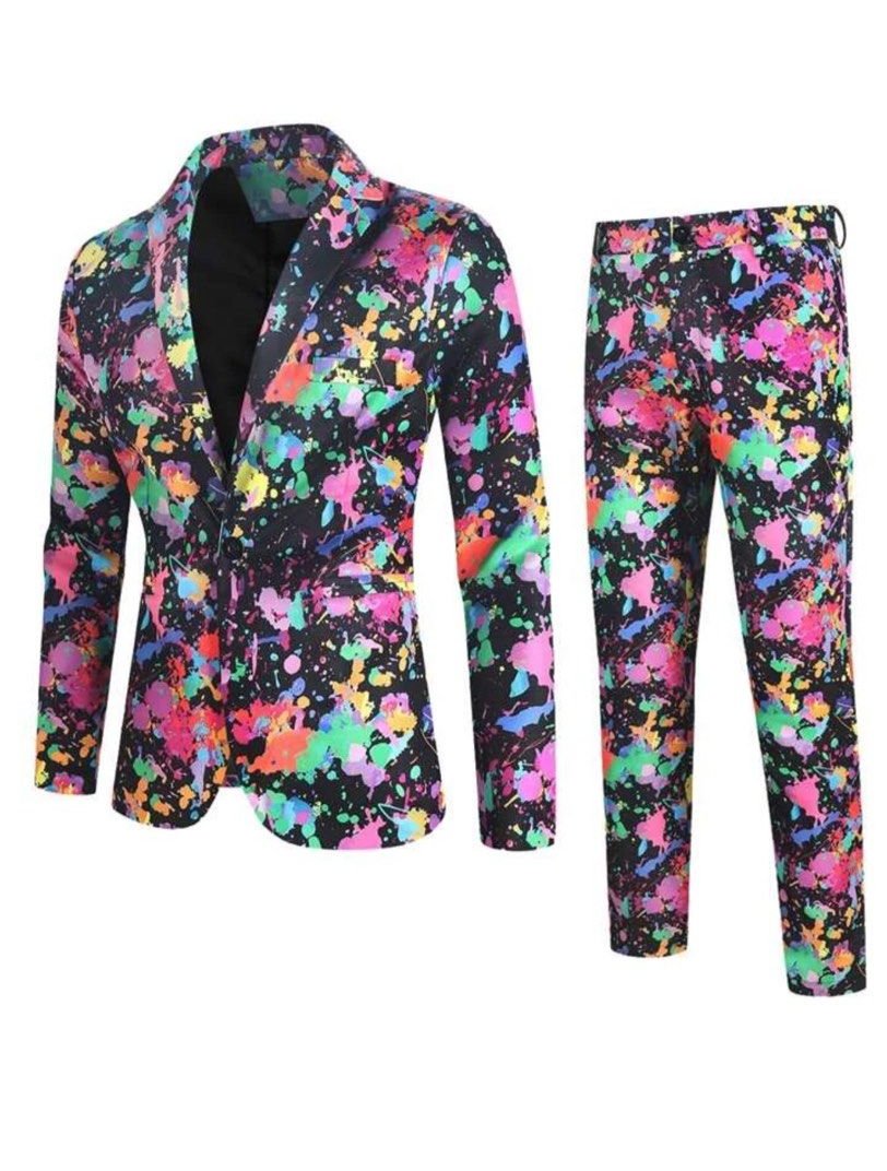 Herren Stylisch Bedruckt Tinte Hochzeitsgast Anzug Set | 2-teiliges Set