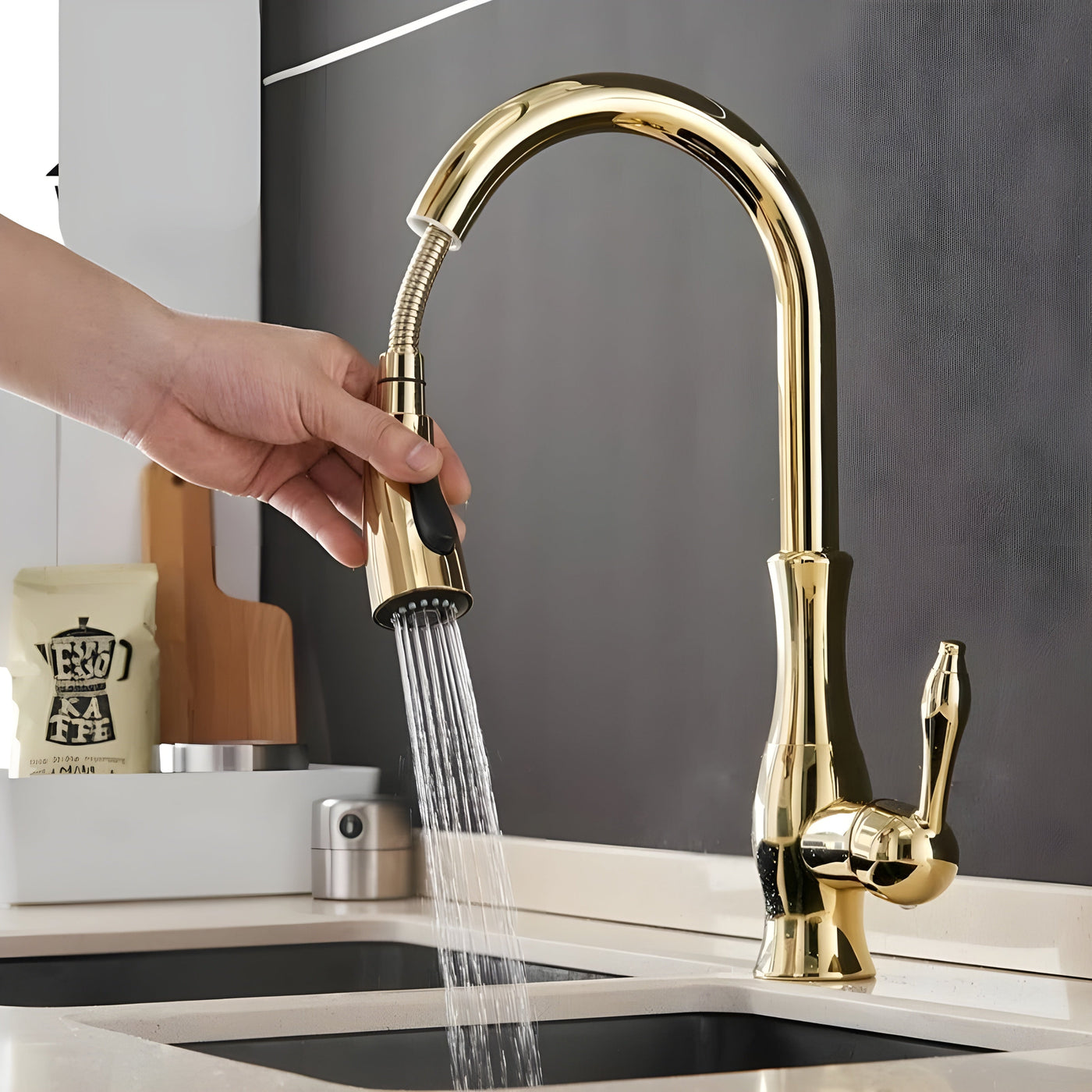 Küchenarmatur mit ausziehbarem Brausekopf – 360° drehbar | Ideal für Spüle und Abwasch