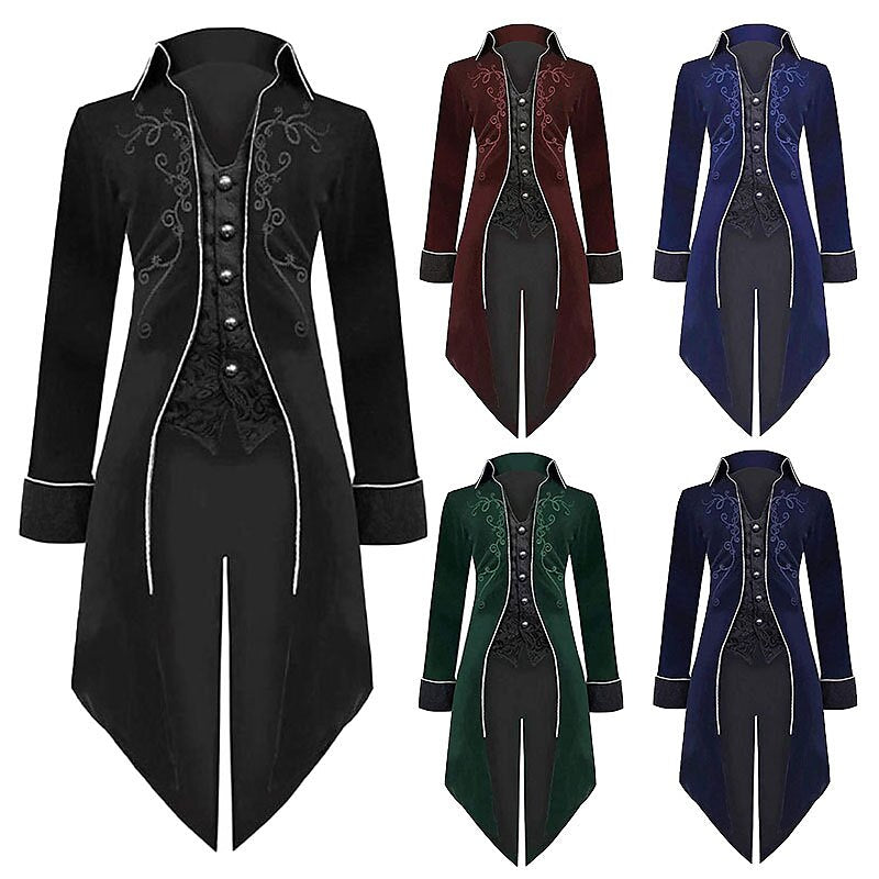 Men's Retro Steampunk Embroidered Tailcoat