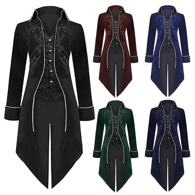 Men's Retro Steampunk Embroidered Tailcoat