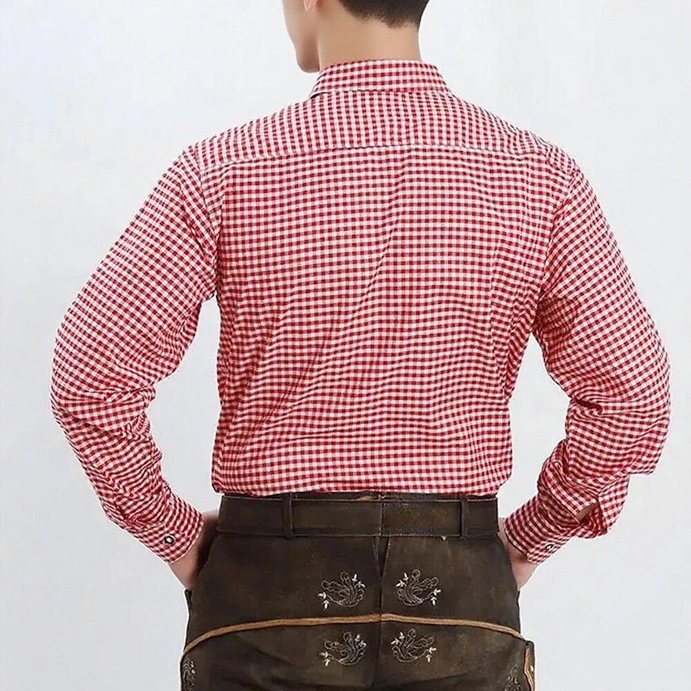 Men's Oktoberfest Gingham Long Sleeve Shirt