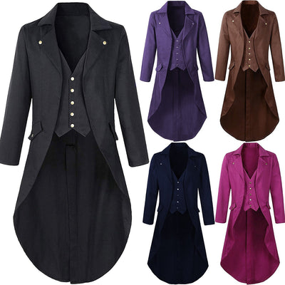 Men's Steampunk Solid Color Tailcoat