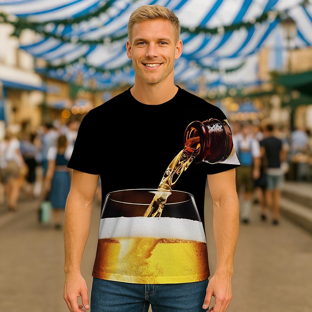 Men's Oktoberfest Beer Splash Graphic T-shirt