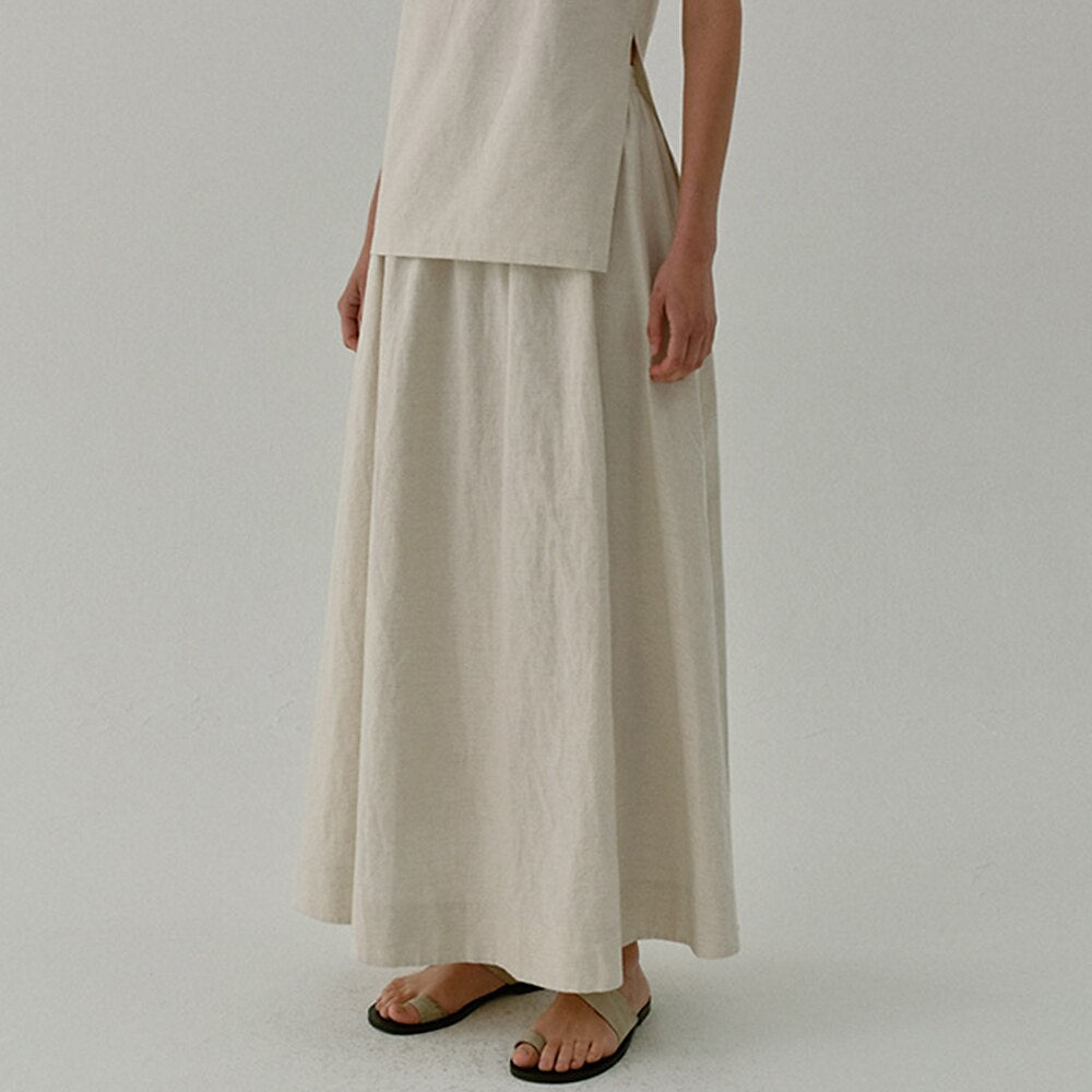 Classic Cotton Linen Blend Skirt