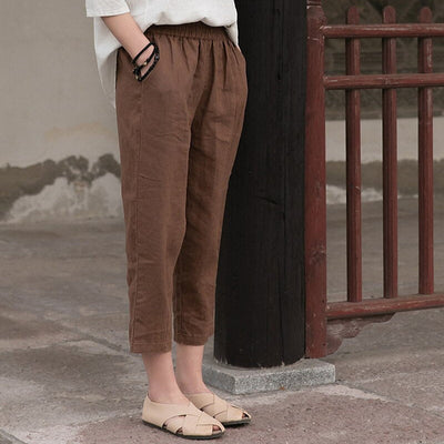 Classic Loose Fit Cotton Linen Blend Pants