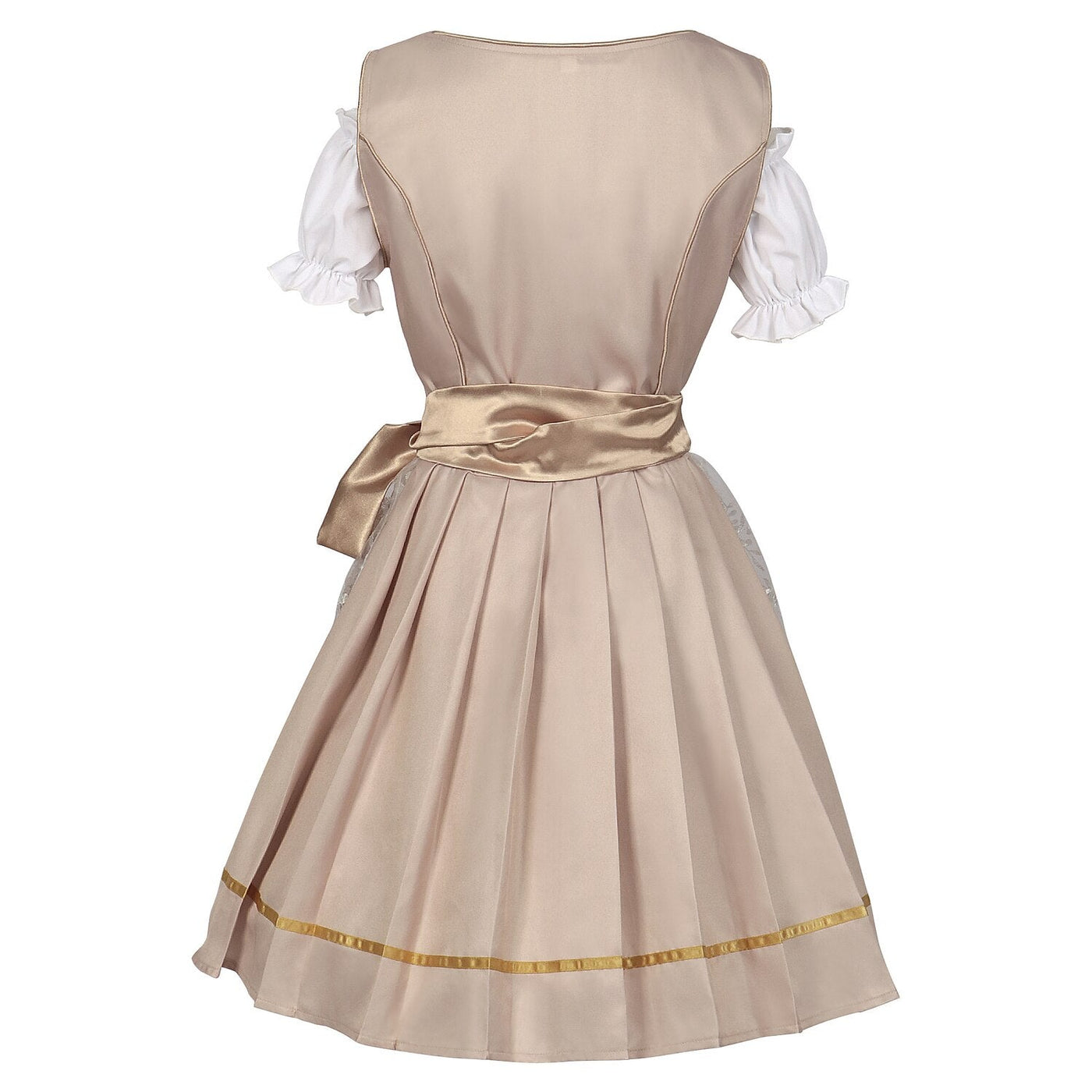 Oktoberfest Champagne Gold Dirndl Dress with Apron and Blouse