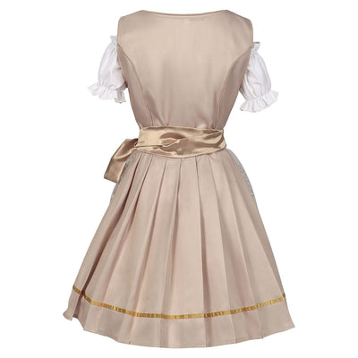 Oktoberfest Champagne Gold Dirndl Dress with Apron and Blouse