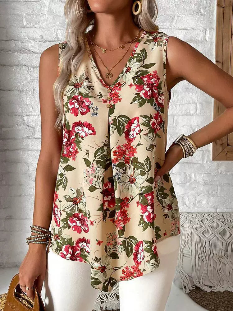 Ärmelloses V-Neck Top für Damen - Vaenysia