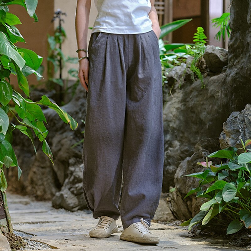Classic Loose Wide-Leg Cotton Linen Pants