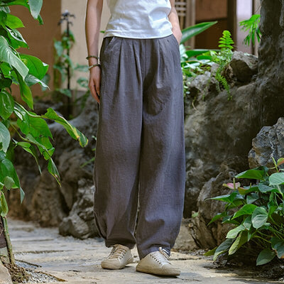 Classic Loose Wide-Leg Cotton Linen Pants