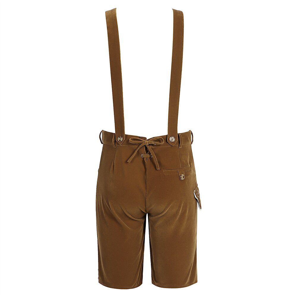Oktoberfest Bavarian Embroidered Brown Lederhosen