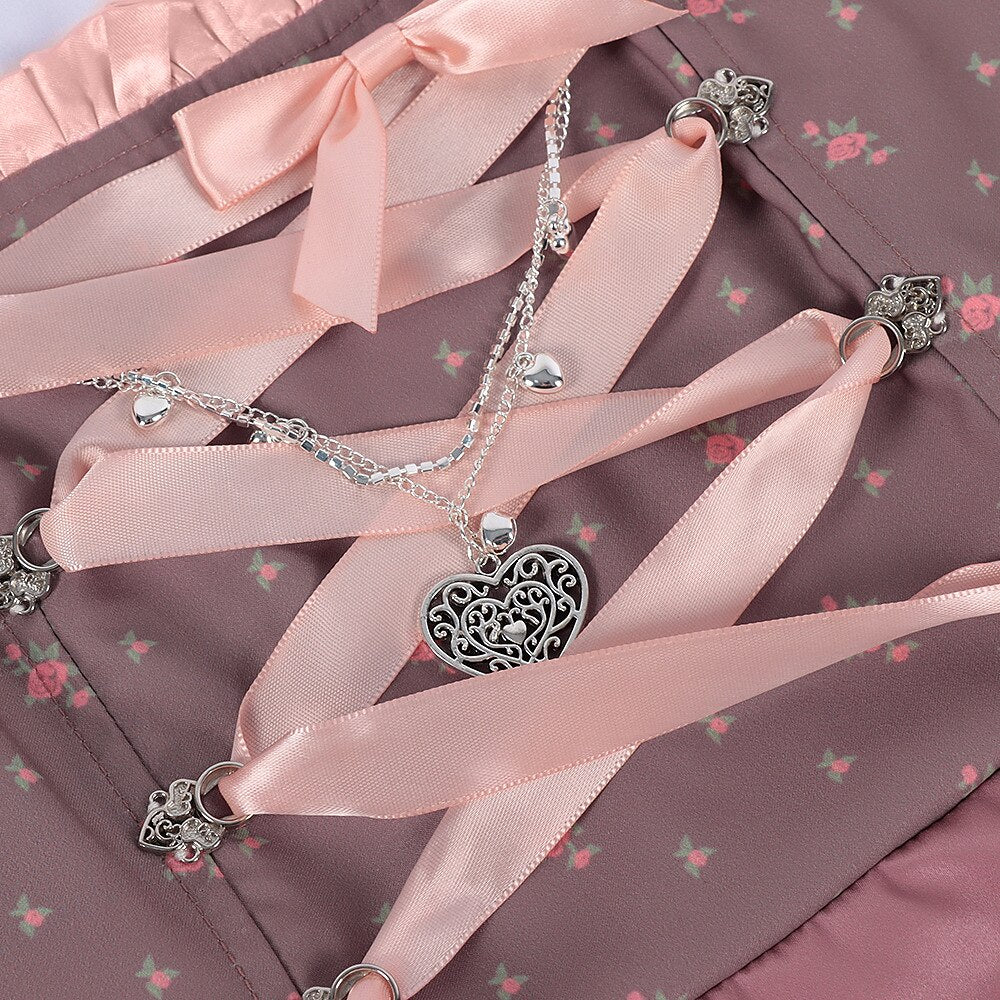 Oktoberfest Embroidery Dirndl Costume with Lace Apron