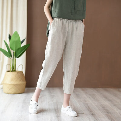 Classic Loose Fit Cotton Linen Blend Pants