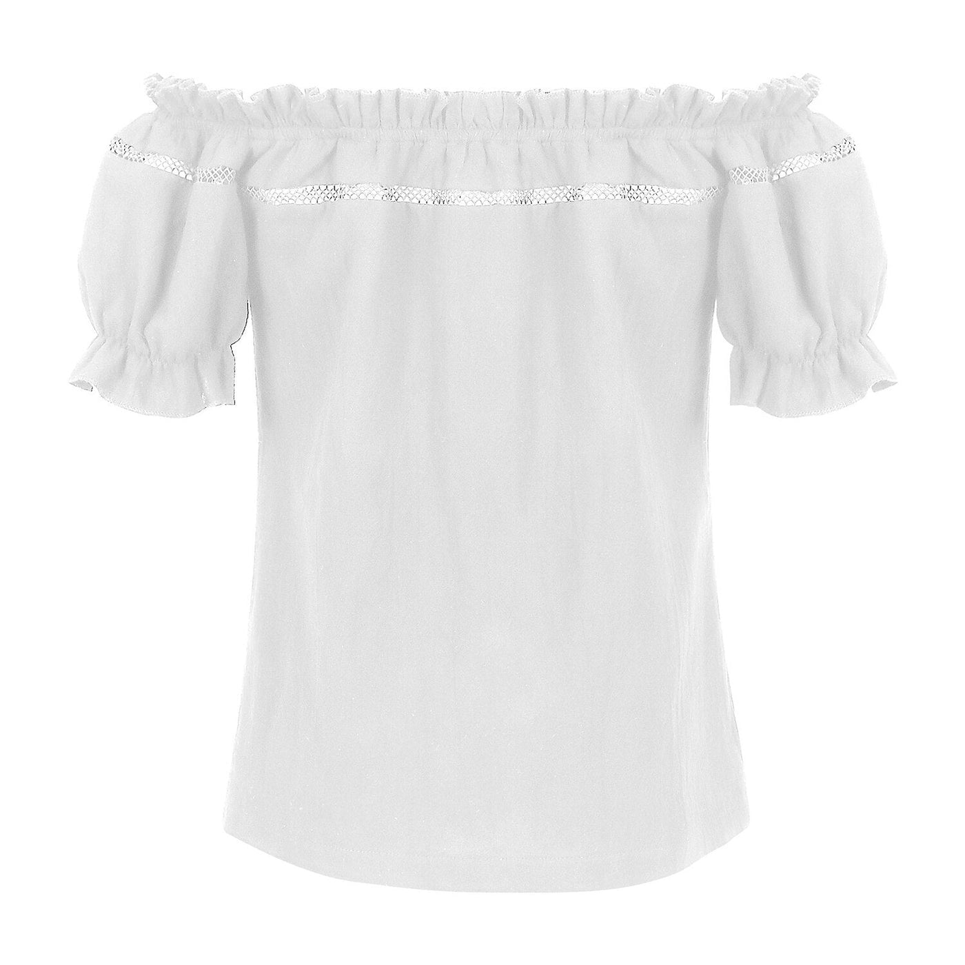 Renaissance Crew Neck Off Shoulder Lace-up Tops