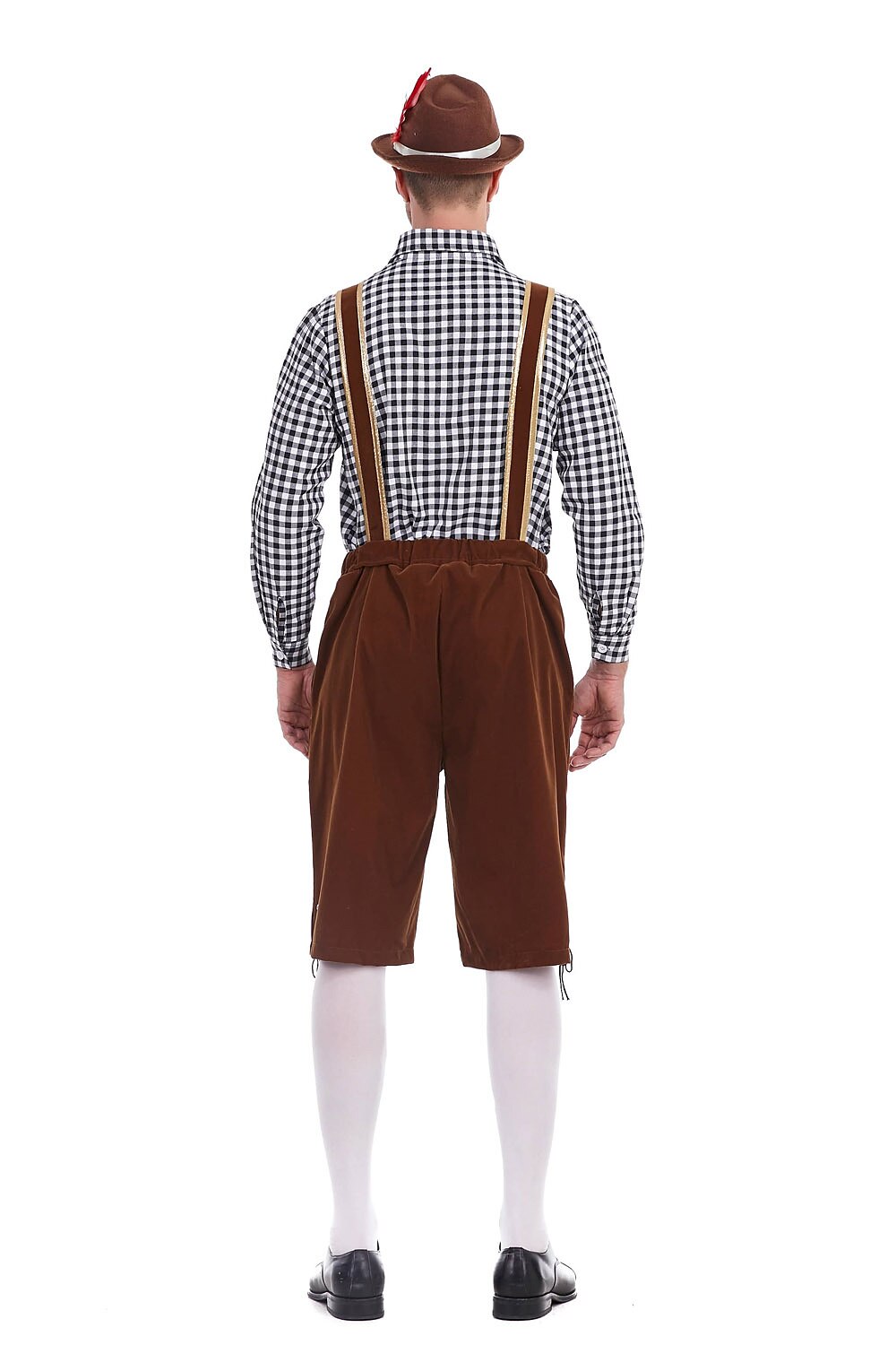 Oktoberfest Men’s Costume Set with Embroidered Lederhosen and Shirt