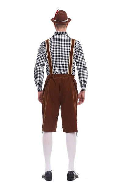 Oktoberfest Men’s Costume Set with Embroidered Lederhosen and Shirt