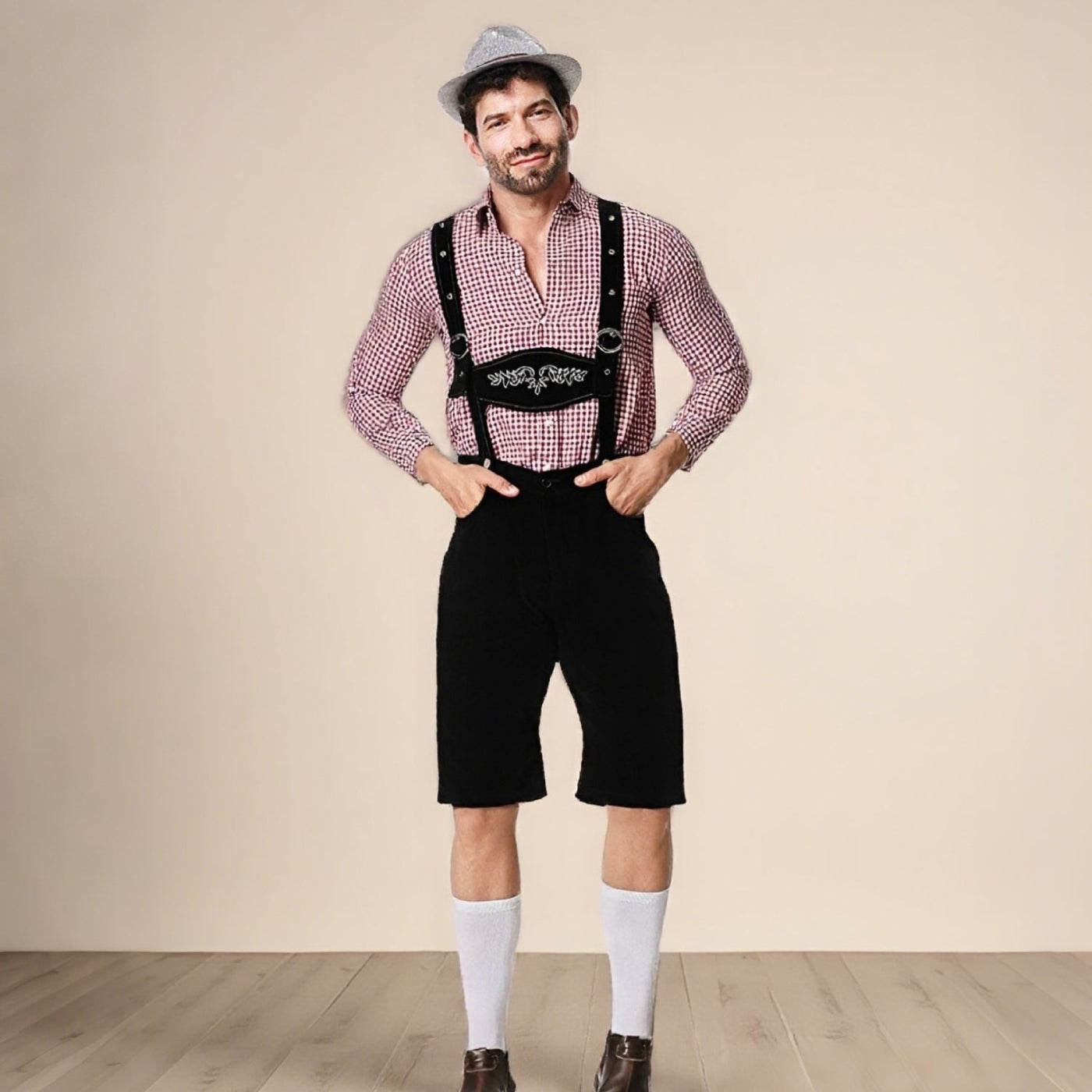 Oktoberfest Men’s Costume Set with Shirt, Suspenders and Hat