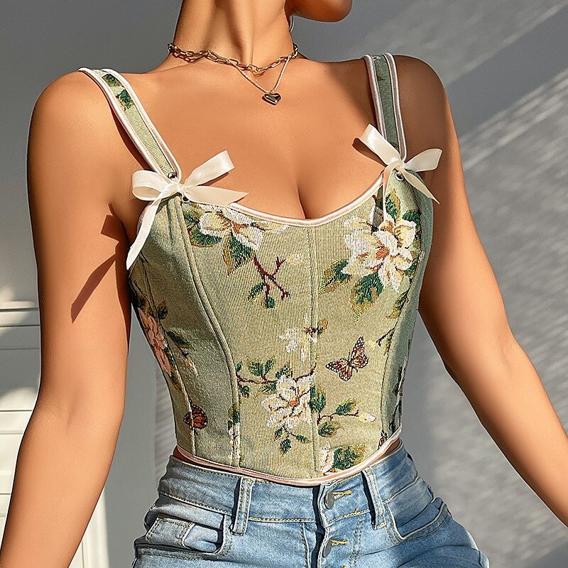 Retro Style Boned Hem Corset V-Neck Body Shape Vest