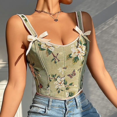 Retro Style Boned Hem Corset V-Neck Body Shape Vest