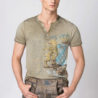 Oktoberfest Bavarian Lion Print Graphic T-shirt