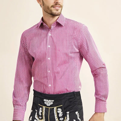 Men's Oktoberfest Bavarian Plaid Long Sleeve Shirt