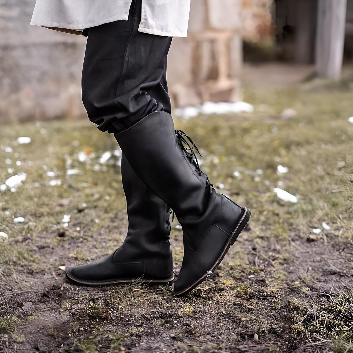 Medieval Combat Style Knight Lace-Up Tall Boots