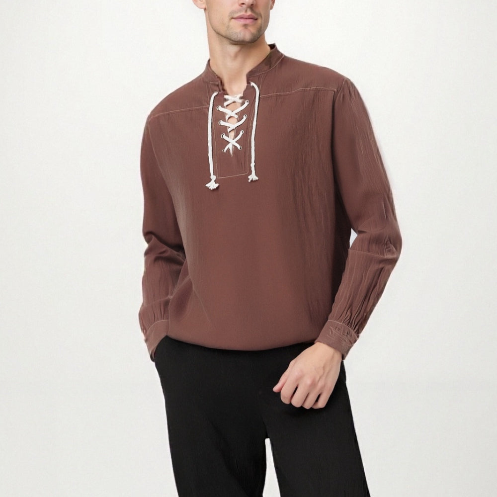 Pirate Style Lace-Up Poet Blouse