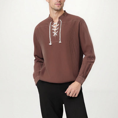 Pirate Style Lace-Up Poet Blouse