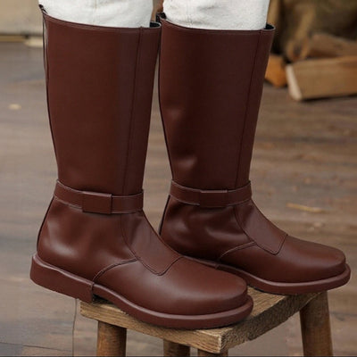 Renaissance Riding Tall Boots Zip-Up Medieval Footwear