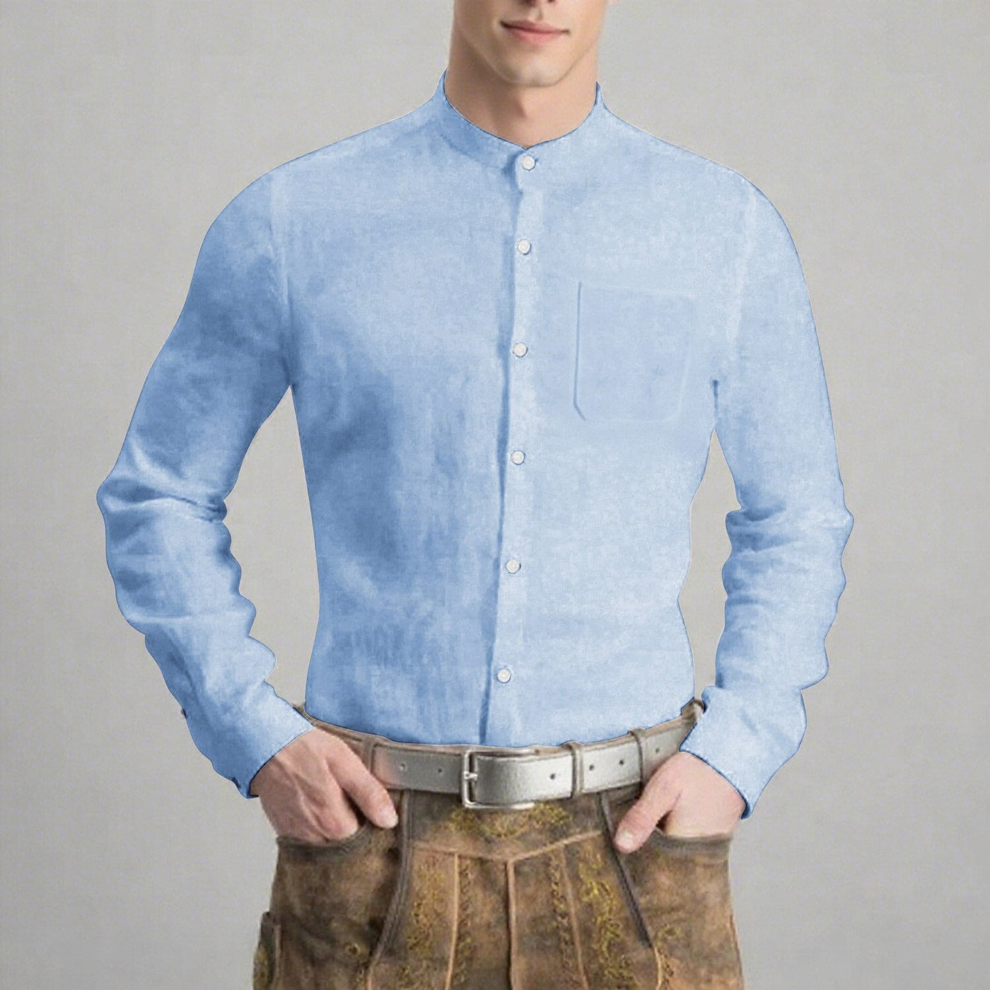 Men's Oktoberfest Solid Band Collar Shirt