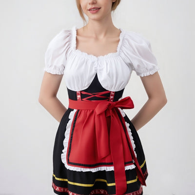 Bavarian Oktoberfest Short Red Dirndl Costume