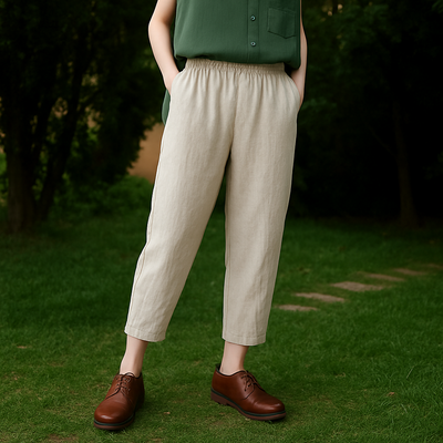 Classic Loose Fit Cotton Linen Blend Pants