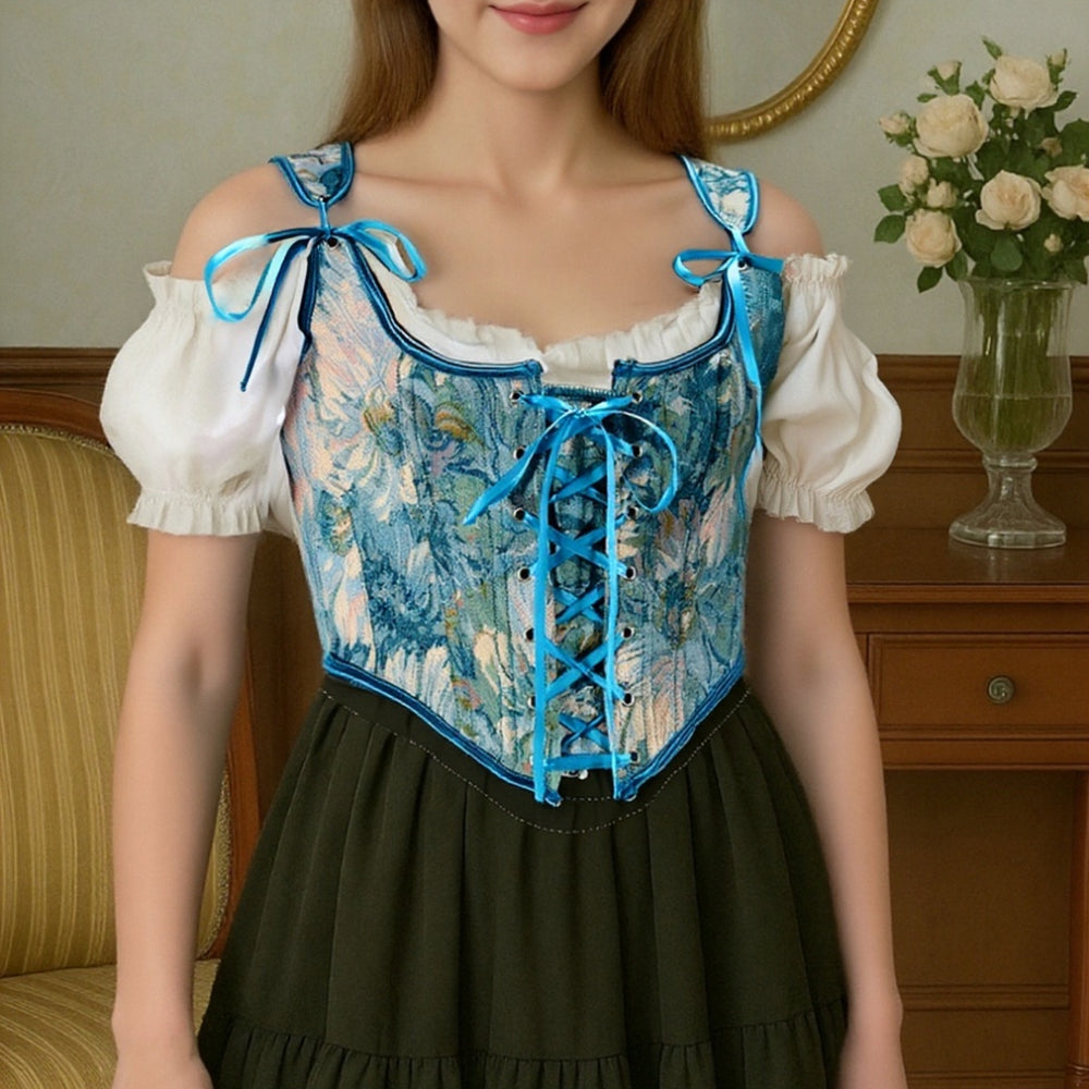 Renaissance Style Lace Design Corset Vest Bustier