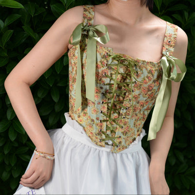 Floral Victorian Corset Painting Bustier
