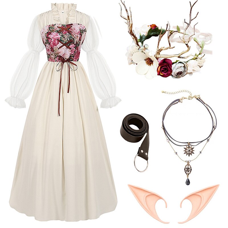 Renaissance Fairy Costume Dress with ACCs